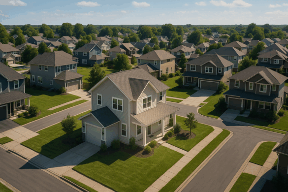 Family reviewing home insurance policy with an advisor at their kitchen table.